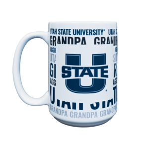 U-State, White, Navy, USU, Grandpa, Mug
